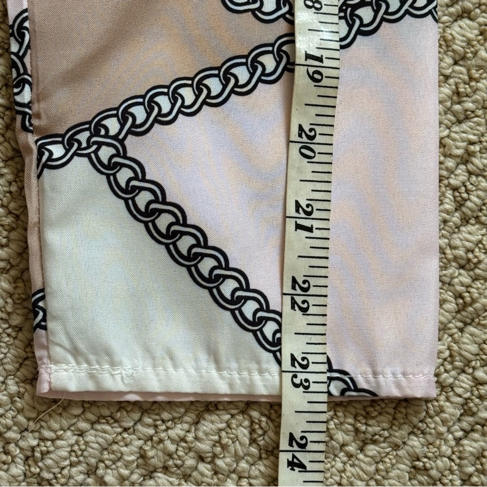 Vintage Beige White Pink Black Cotton Chain Pattern Tailored Blouse XL - Picture 7 of 11